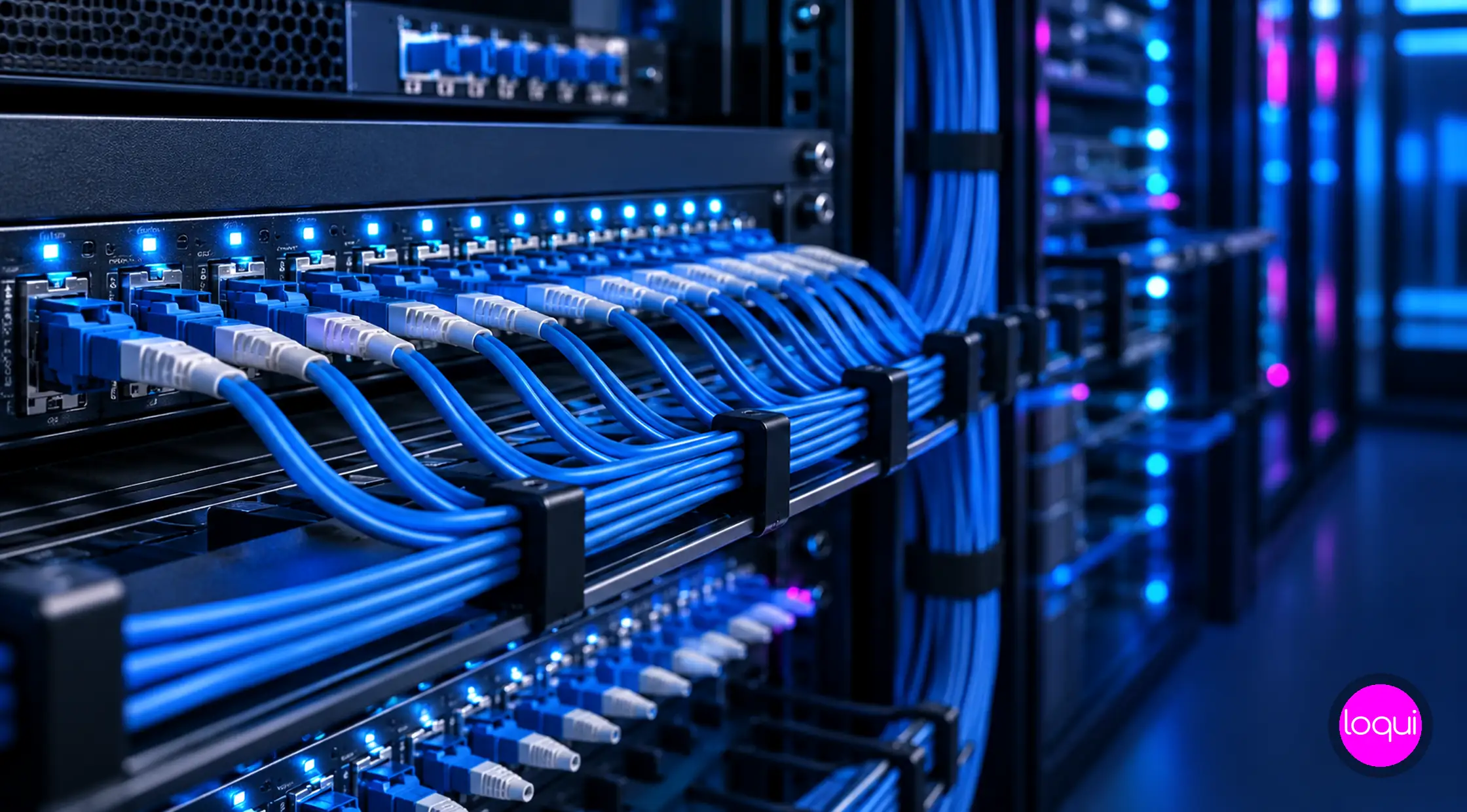 Enlace de internet empresarial de fibra conectando la operación de una empresa